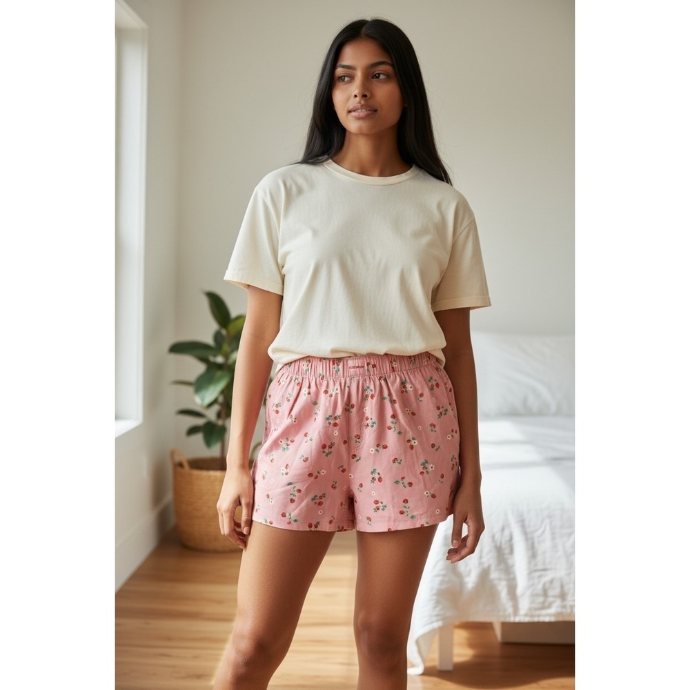 JOYSPUN‎ Women's M (8-10) Knit Pull On Sleep Shorts • Strawberries